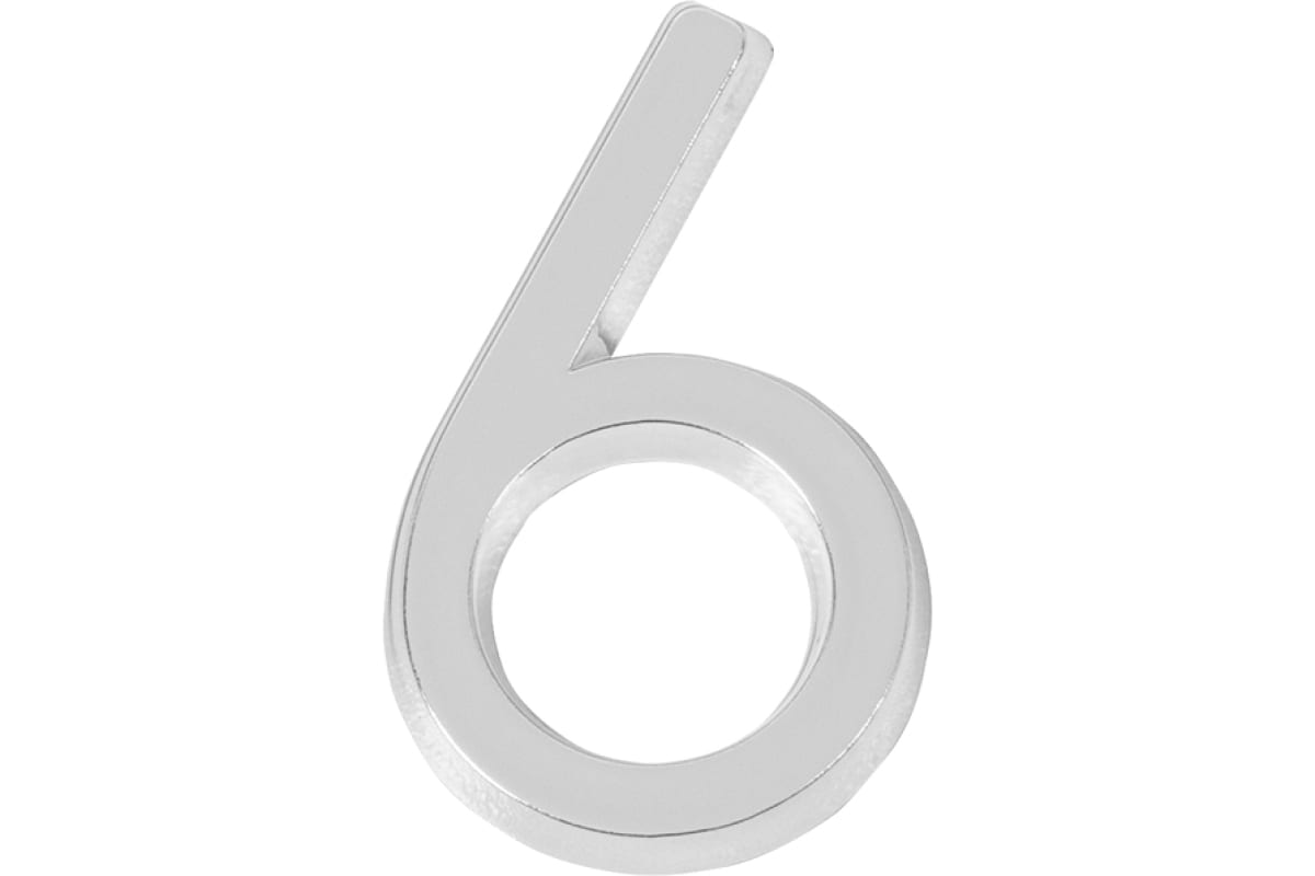 Самоклеящаяся цифра FUARO "6" ABS (50x37) CP хром 46909