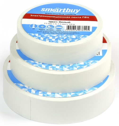 Изолента ПВХ Smartbuy 15 мм х 20 м белая SBE-IT-15-20-w