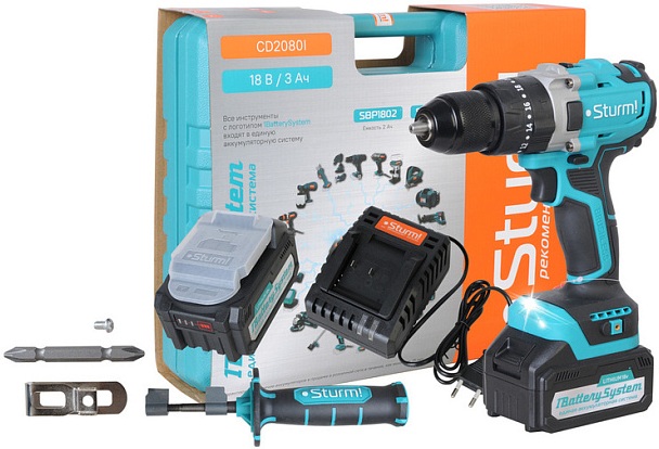 Шуруповерт аккумуляторный Sturm 1BatterySystem CD2080I