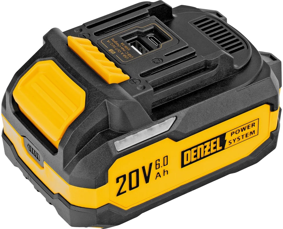 Батарея аккумуляторная Denzel BH-20-6.0, Li-Ion, USB, 20B, 6,0 Ач