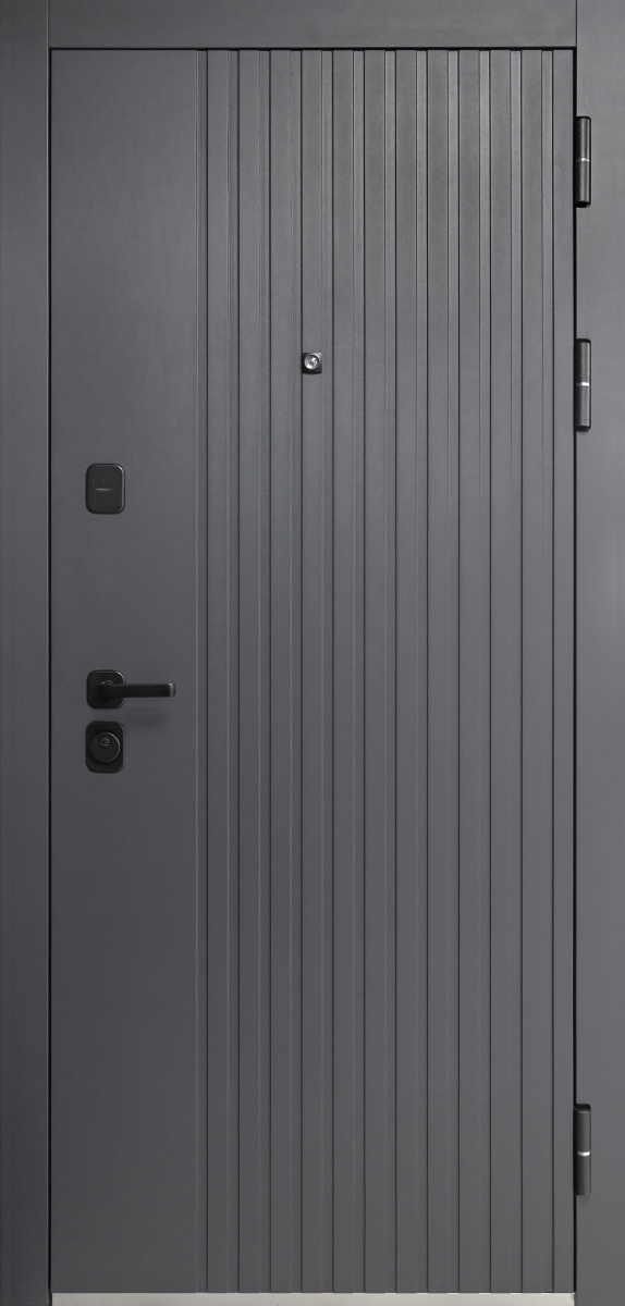 Входная дверь Luxor 2МДФ Вертикаль Зеркало Сатин графит