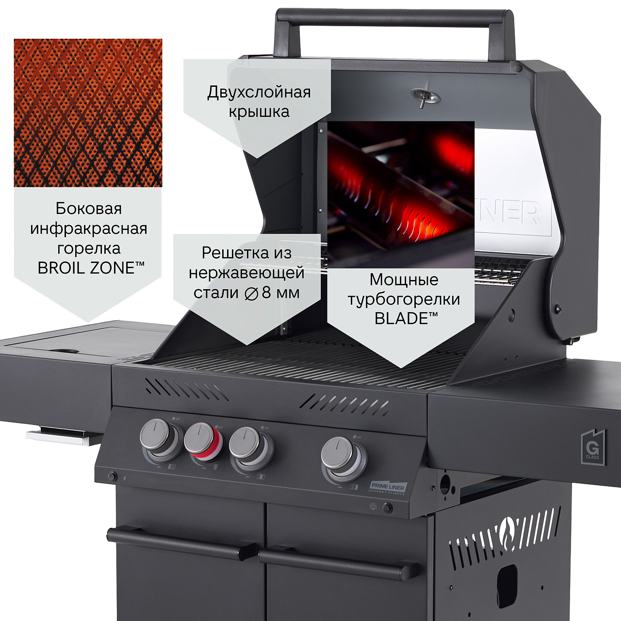 Гриль газовый PRIMELINER комплектация DELUX 3B