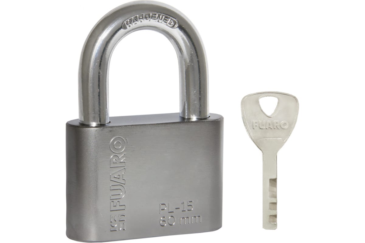 Навесной замок Fuaro PL-15-60 Nickel диск. 4 кл., блистер 42287